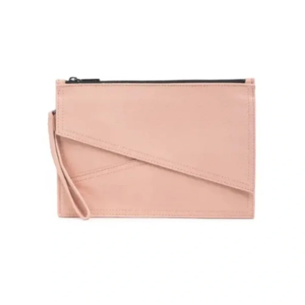 Botkier Clutch Zip Purse Crosstown Large Wrist Strap Leather Color Rossa NIB NWT